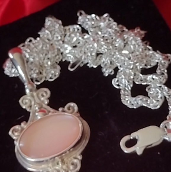 Sajan Crafted Sterling Silver Pink Polished Moonst - Picture 11 of 12